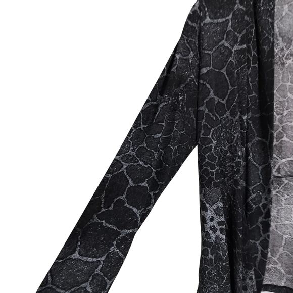 4494)Bundle 2 pcs Susan Graver Open Front Liquid Knit Black Gray Pink Cardigan L - Picture 3 of 11